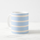 Blauw en beige vijf strips koffiemok (Voorkant links)