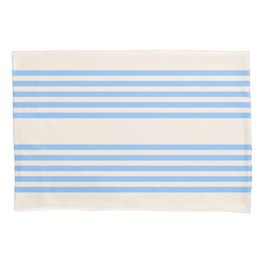 Blauw en beige vijf strips kussensloop (Voorkant)