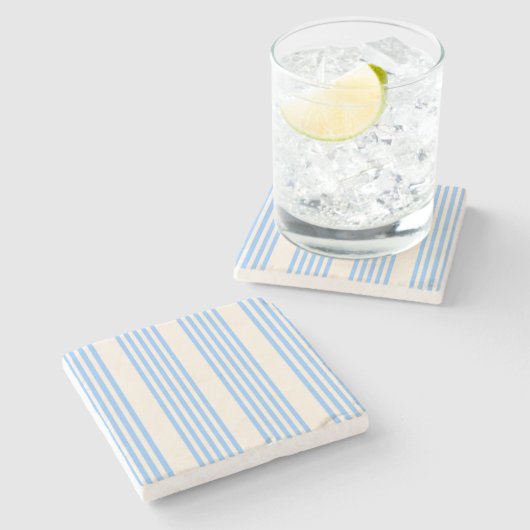 Blauw en beige vijf strips stenen onderzetter (Zijkant)