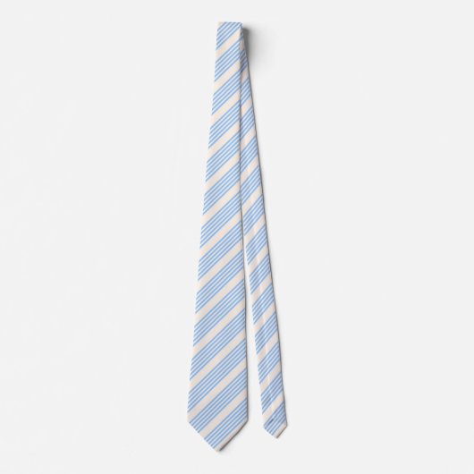 Blauw en beige vijf strips stropdas (Voorkant)