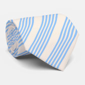 Blauw en beige vijf strips stropdas (Opgerold)
