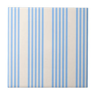 Blauw en beige vijf strips tegeltje