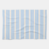 Blauw en beige vijf strips theedoek (Horizontaal)