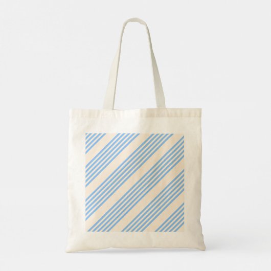 Blauw en beige vijf strips tote bag (Achterkant)