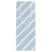 Blauw en beige vijf strips wijn cadeautas (Achterkant)