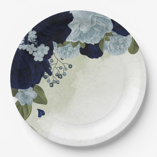 blauw en blauw blauw van de zee , groen papieren bordje (Voorkant)