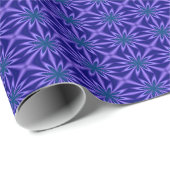 Blauw en Blauwgroen Abstract bloempatroon Cadeaupapier (Rol Hoek)