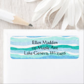 Blauw en Blauwgroen Abstract gestreept Etiket (Insitu)