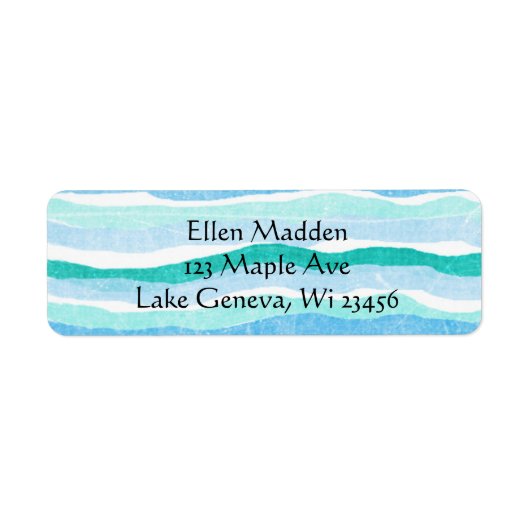Blauw en Blauwgroen Abstract gestreept Etiket (Voorkant)