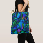 Blauw en Blauwgroen Abstract patroon Tote Bag (Dichtbij)