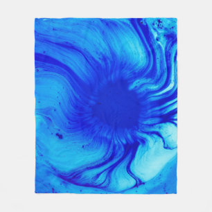 Blauw en blauwgroen abstract schilderij fleece deken