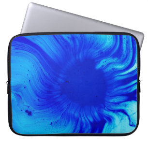 Blauw en blauwgroen abstract schilderij laptop sleeve