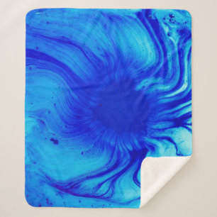 Blauw en blauwgroen abstract schilderij sherpa deken