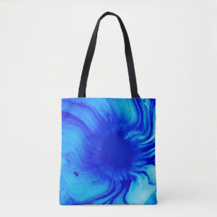 Blauw en blauwgroen abstract schilderij tote bag