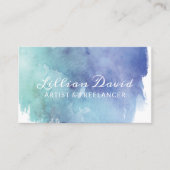 Blauw en Blauwgroen aquarel Wash Artistiek Visitekaartje (Voorkant)