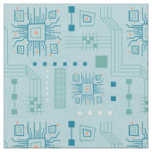 · Blauw en Blauwgroen Circuit Board Pattern Stof (Close Up)