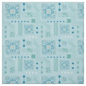 · Blauw en Blauwgroen Circuit Board Pattern Stof (Swatch)