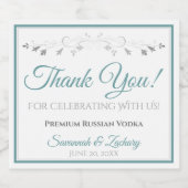 Blauw en Blauwgroen Eenvoudig verbond bedankt Likeurfles Etiket (Enkel label)