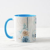 Blauw en Blauwgroen Floral Graphic, "Het leven rev Mok (Links)