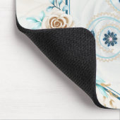 Blauw en Blauwgroen Floral Graphic, "Het leven rev Muismat (Hoek)