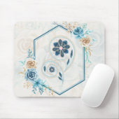 Blauw en Blauwgroen Floral Graphic, "Het leven rev Muismat (Met muis)