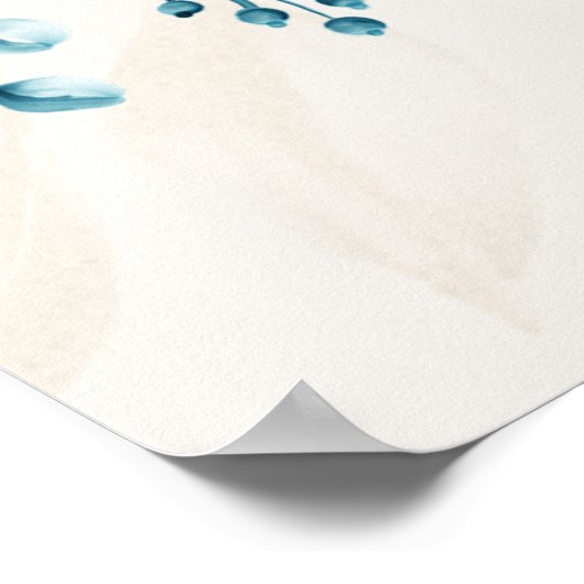 Blauw en Blauwgroen Floral Graphic, "Het leven rev Poster (Hoek)