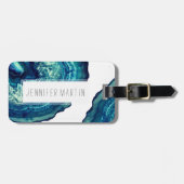 blauw en Blauwgroen gegolfde getoon op blauw Bagagelabel (Voorkant horizontaal)