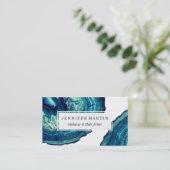 blauw en Blauwgroen gegolfde getoon op blauw Visitekaartje (Staand voorkant)