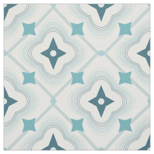 Blauw en Blauwgroen geometrisch herhalingspatroon Stof