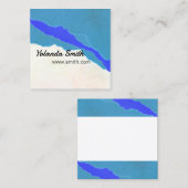 blauw en blauwgroen gescheurd papier abstracte kun vierkante visitekaartje (Voorkant / Achterkant)