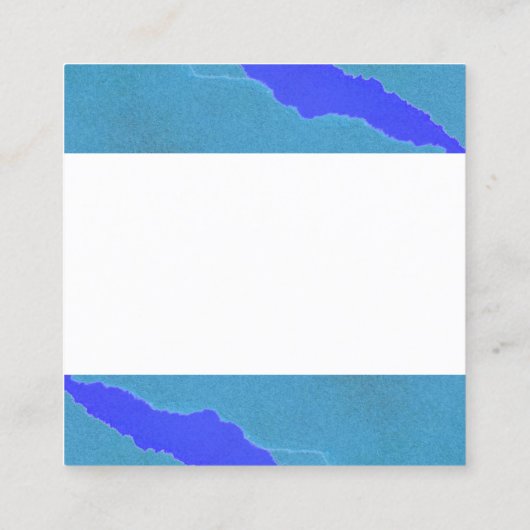 blauw en blauwgroen gescheurd papier abstracte kun vierkante visitekaartje (Achterkant)