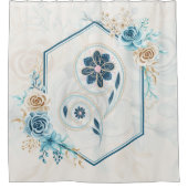 Blauw en Blauwgroen Graphic, "Revitaliserende Leve Douchegordijn (Voorkant)