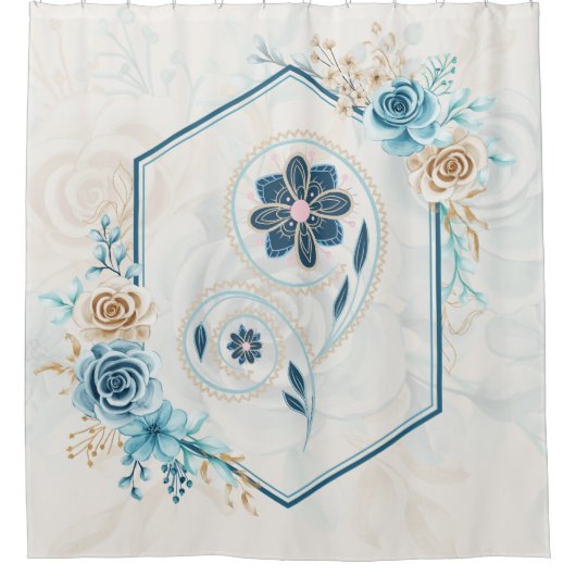 Blauw en Blauwgroen Graphic, "Revitaliserende Leve Douchegordijn (Voorkant)