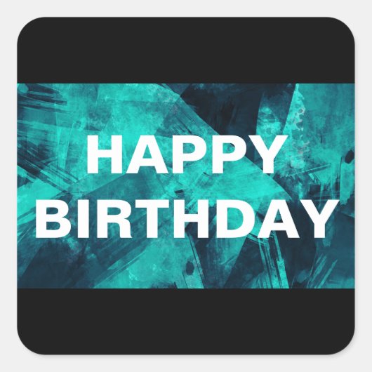 Blauw en Blauwgroen Helder Abstract Patroon Vierkante Sticker (Voorkant)