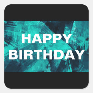 Blauw en Blauwgroen Helder Abstract Patroon Vierkante Sticker