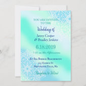 Blauw en Blauwgroen Mandala betoverde bruiloft Kaart (Voorkant)