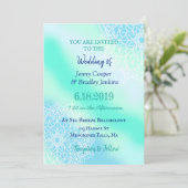 Blauw en Blauwgroen Mandala betoverde bruiloft Kaart (Staand voorkant)