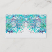 Blauw en Blauwgroen ontwerp van Floral Mandala Visitekaartje (Achterkant)