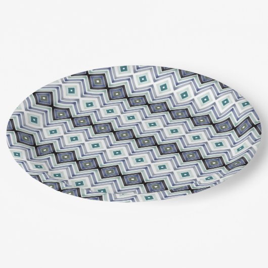 Blauw en Blauwgroen Patterned Document Bord (Gekanteld)