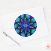 Blauw en Blauwgroen Petals Mandala Ronde Sticker (Envelop)