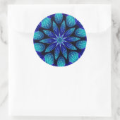 Blauw en Blauwgroen Petals Mandala Ronde Sticker (Tas)