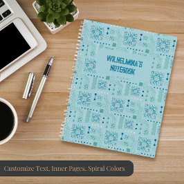 Blauw en Blauwgroen printplaatpatroon Notitieboek