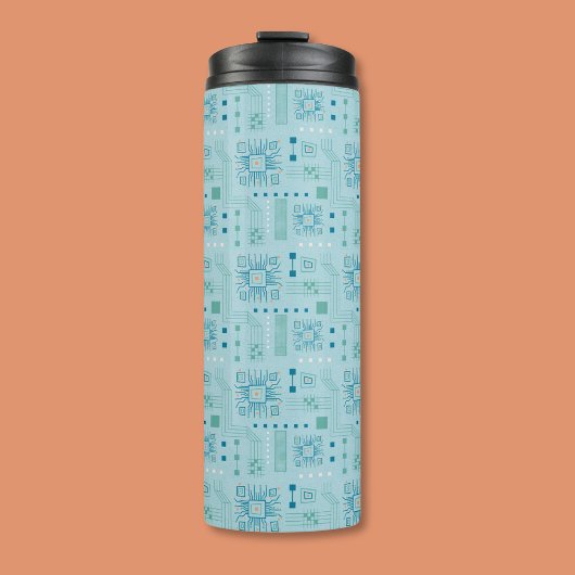 Blauw en Blauwgroen printplaatpatroon Thermosbeker