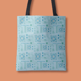 Blauw en Blauwgroen printplaatpatroon Tote Bag