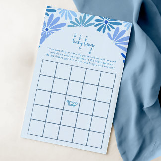 Blauw en Blauwgroen Retro Bloemen Groovy Baby Bing