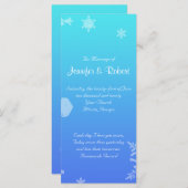 Blauw en Blauwgroen Sneeuwvlok Posh Huwelijksprogr Programmakaart (Voorkant / Achterkant)