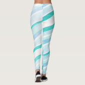 Blauw en Blauwgroen Striped Abstract Leggings (Achterkant)