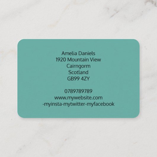 Blauw en Blauwgroen Visitekaartje (Achterkant)