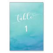 Blauw en Blauwgroen Waterverf Sans Serif Kaart (Achterkant)