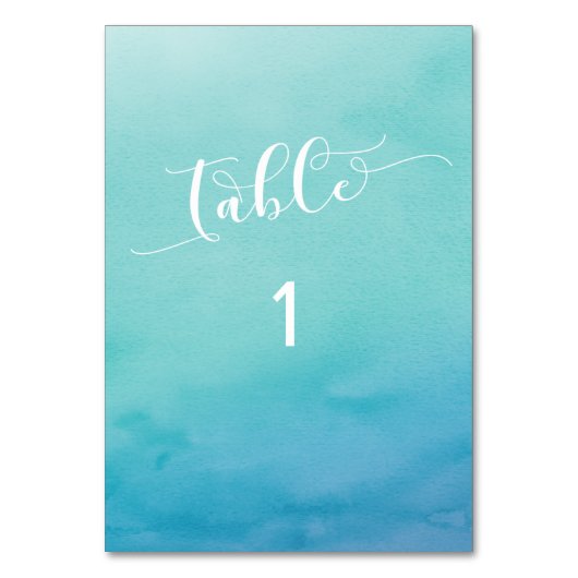 Blauw en Blauwgroen Waterverf Sans Serif Kaart (Achterkant)